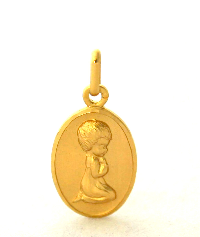 Chérubin en prière – Médaille ovale en plaqué or