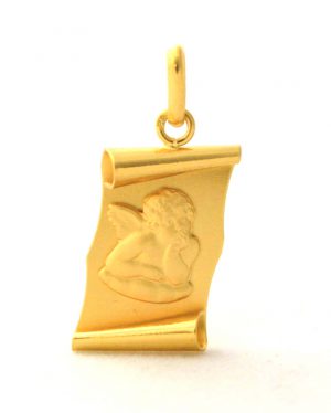 Ange Raphaël - Pendentif parchemin en plaqué or