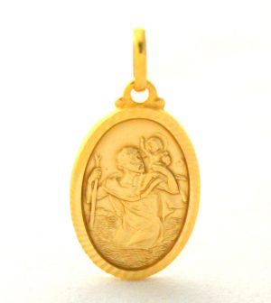 Saint Christophe – Médaille ovale en plaqué or