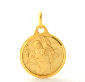 Saint Christophe – Médaille ronde en plaqué or