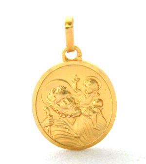 Saint Christophe – Médaille ovale en plaqué or
