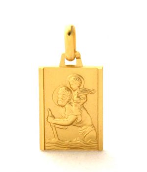 Saint Christophe – Médaille rectangle en plaqué or