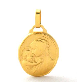 Vierge à l’enfant – Médaille ovale en plaqué or