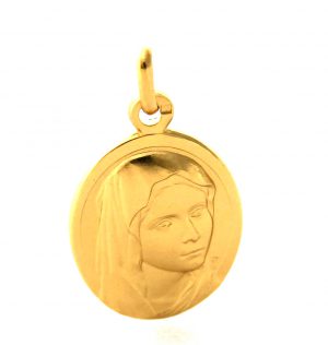 Vierge au voile – Médaille ovale en plaqué or