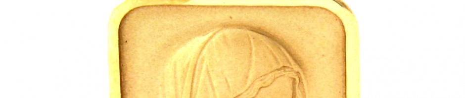 Vierge au voile – Médaille carrée en plaqué or
