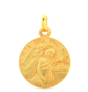 Sainte Rita - Médaille ronde en plaqué or