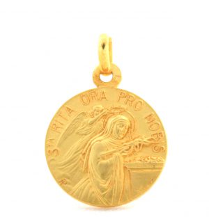 Sainte Rita – Médaille ronde en plaqué or