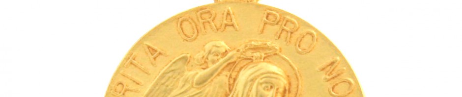 Sainte Rita – Médaille ronde en plaqué or