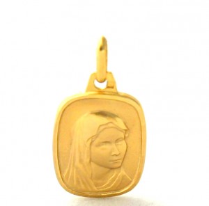 Vierge au voile - Médaille rectangle en plaqué or
