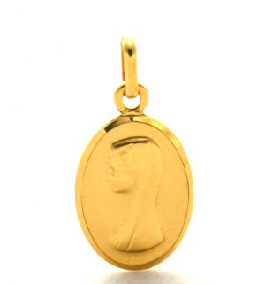 Vierge au voile - Médaille ovale en plaqué or
