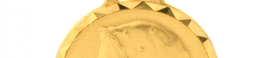 Vierge au voile étoilé – Médaille ronde en plaqué or
