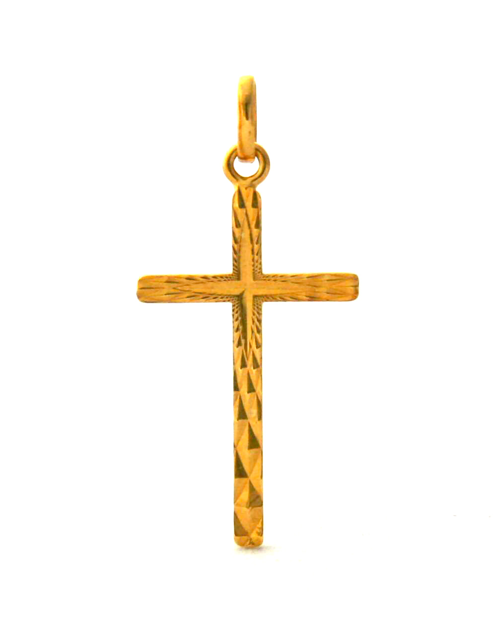 Croix latine finement ciselée en plaqué or