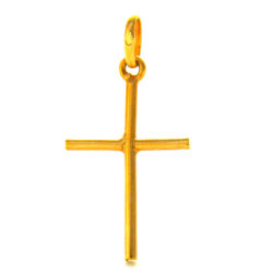 Croix latine ronde en plaqué or