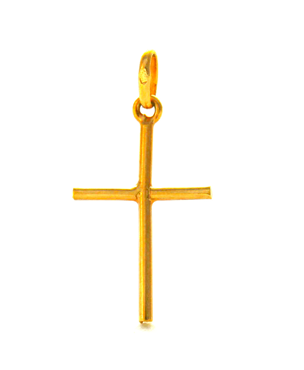 Croix latine ronde en plaqué or