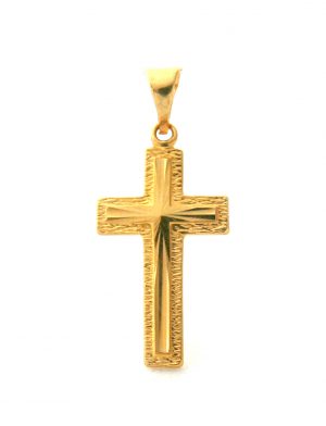 Croix latine ciselée en plaqué or
