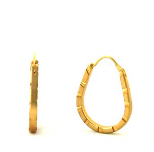 Créoles satinées rainurées plaqué or - Boucles d'oreilles ovales 18 mm