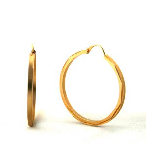 Créoles aspect satiné brillant plaqué or - Boucles d'oreilles rondes 35 mm