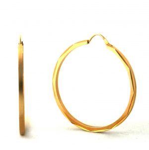 Créoles aspect satiné brillant plaqué or - Boucles d'oreilles rondes 40 mm