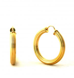 Créoles plaqué or - Boucles d'oreilles rondes 30 mm