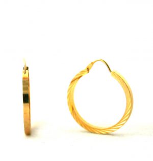Créoles plaqué or finement ciselées - Boucles d'oreilles rondes 25 mm