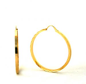 Créoles plaqué or finement ciselées - Boucles d'oreilles rondes 40 mm