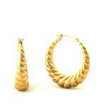 Créoles torsadées plaqué or - Boucles d'oreilles rondes 27 mm