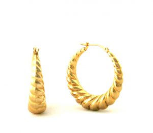 Créoles torsadées plaqué or - Boucles d'oreilles rondes 27 mm