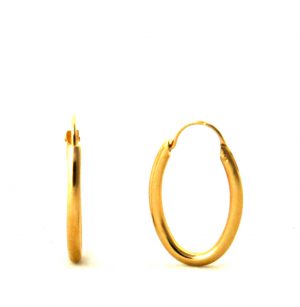 Créoles lisses plaqué or - Boucles d'oreilles ovales 17 mm