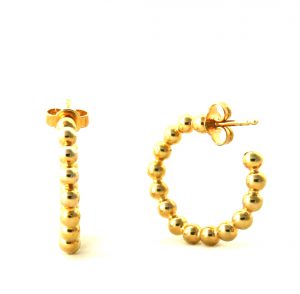 Demi-créoles boules plaqué or - Boucles d'oreilles anneaux 25 mm