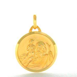 Saint Christophe – Médaille ronde en plaqué or