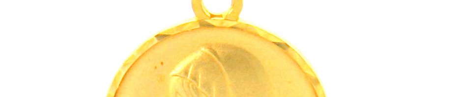 Vierge au voile en prière – Médaille ronde en plaqué or