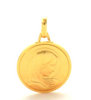 Vierge au voile auréolé – Médaille ronde en plaqué or