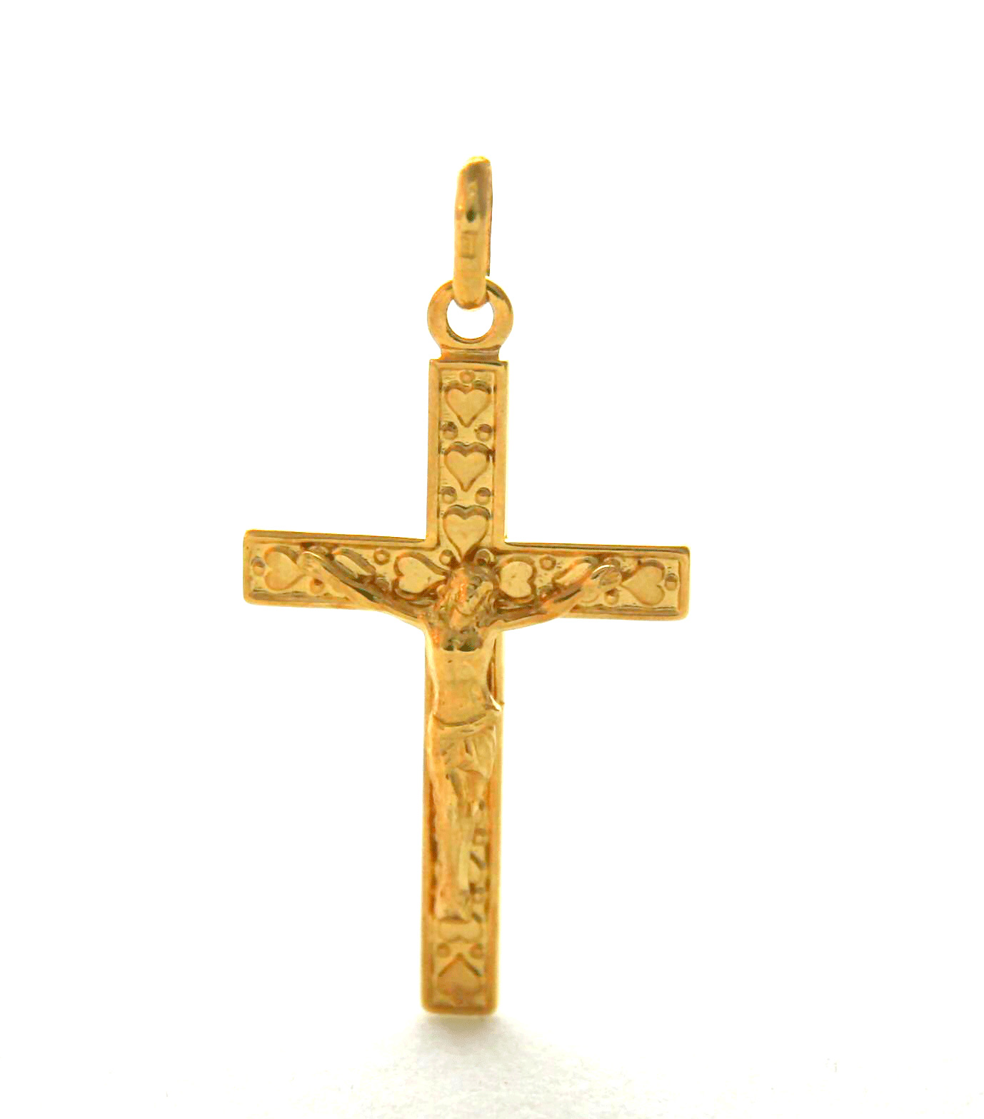 Christ en croix aux coeurs en plaqué or