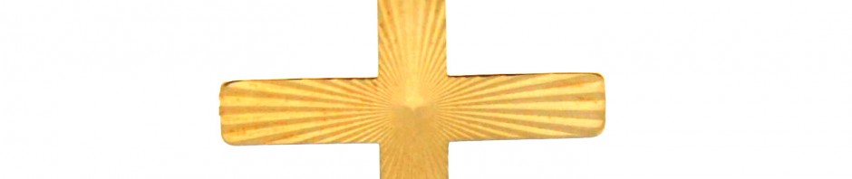 Croix latine lapidée en plaqué or