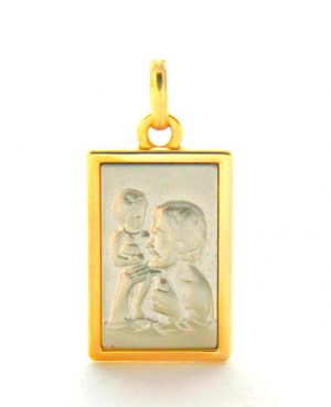 Saint Christophe bicolore – Médaille rectangle en plaqué or