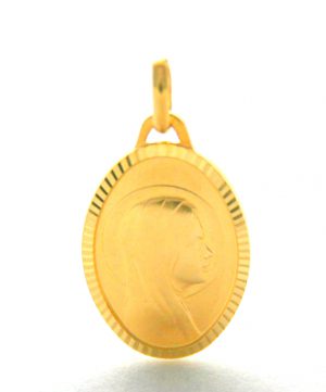 Vierge au voile auréolé - Médaille ovale en plaqué or