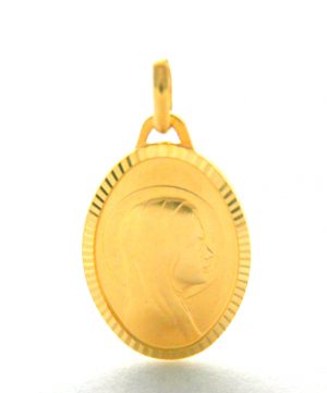 Vierge au voile auréolé – Médaille ovale en plaqué or