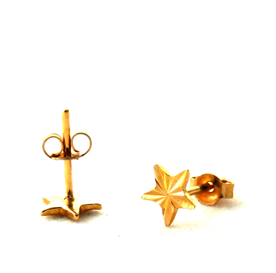 Puces étoiles finement ciselées – Boucles d’oreilles en plaqué or