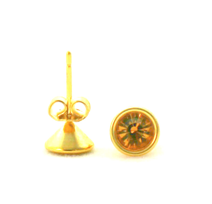 Puces pierre ambrée – Boucles d’oreilles en plaqué or
