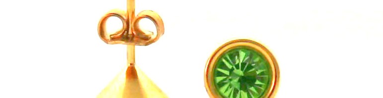 Puces pierre verte – Boucles d’oreilles en plaqué or