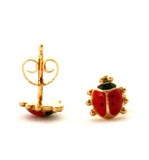 Boucles d'oreilles en plaqué or et émaillé Coccinelles
