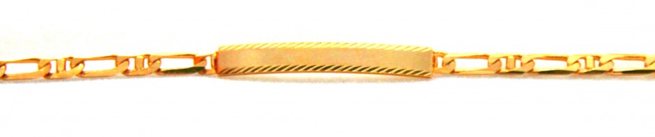Gourmette bébé 14 cm – Mailles marine diamantée alternées 2,5 mm  en plaqué or