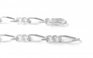 Gourmette 20 cm en argent - Mailles cheval alternées 1/2 de 4,9 mm