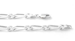 Gourmette 20 cm en argent - Mailles cheval alternées 1/1 de 4,8 mm
