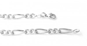 Gourmette 18,3 cm en argent - Mailles cheval alternées 1/2 de 3,5 mm
