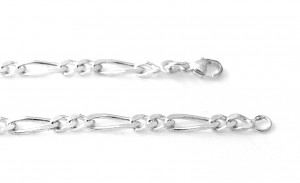 Gourmette 18,6 cm en argent - Mailles cheval alternées 1/2 de 3,8 mm