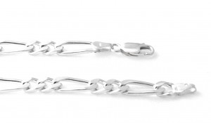 Gourmette 20 cm en argent - Mailles cheval alternées 1/2 de 4,9 mm