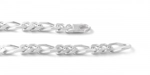 Gourmette 20 cm en argent - Mailles cheval alternées 1/2 de 6 mm