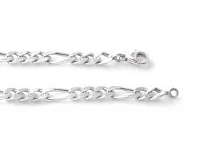 Gourmette 19 cm en argent - Mailles figaro 1/3 de 4,4 mm