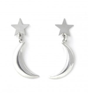 Pendantes étoile lunaire en argent – Boucles d’oreilles